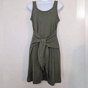 Aerie Olive Green Tie-Front Stretchy Comfy Sporty Tank Dress Athleisure Tourist
